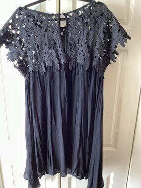 My Story Black Crochet Lace Top